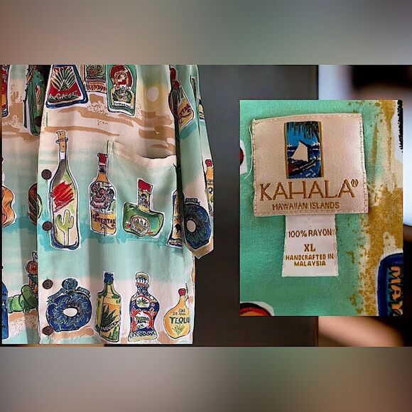 KAHALA l Mens SS Shirt l “Tequila Shirt” l Rayon l Pocket l XL l EUC - Picture 4 of 9